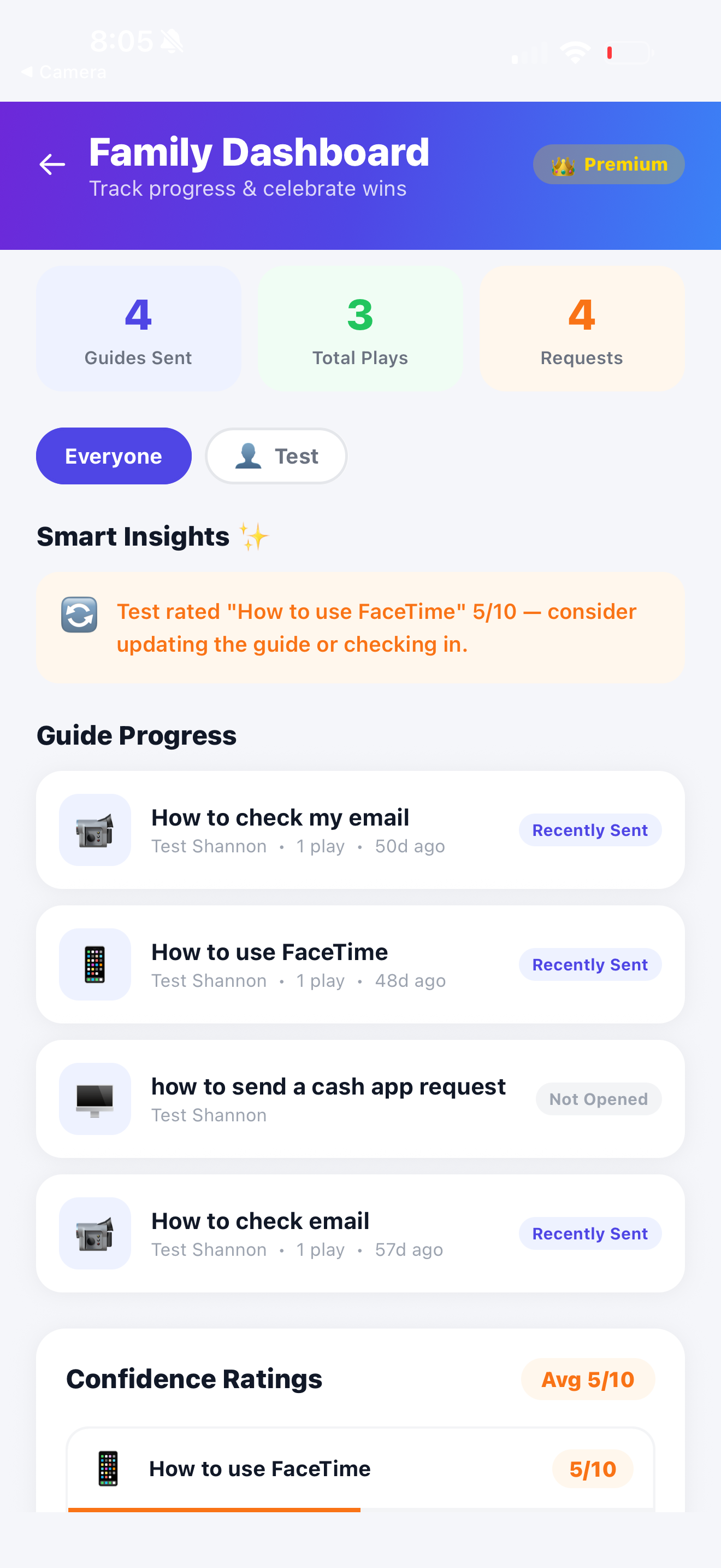 Step Saver family dashboard